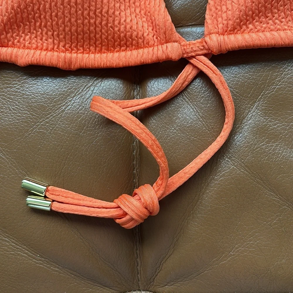 Monday Swimwear Palm Springs Triangle Bikini Top in Cantaloupe Orange NWT